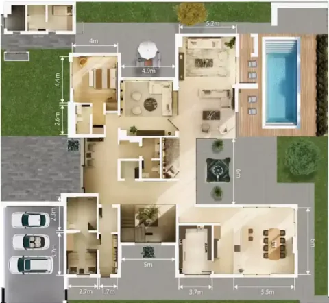Floor plan, 6 Beds, 8,769 sq ft