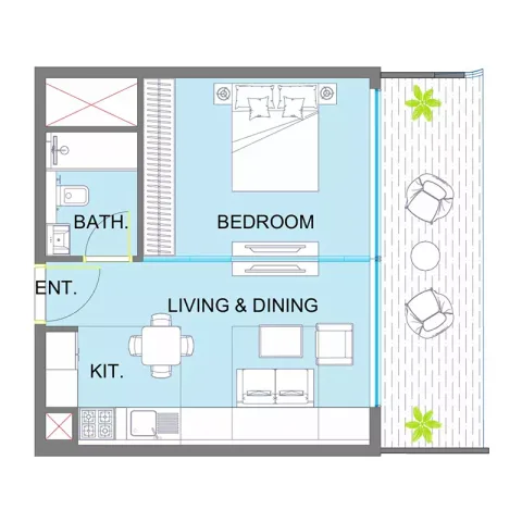 Floor plan, 1 Bed, 600 sq ft