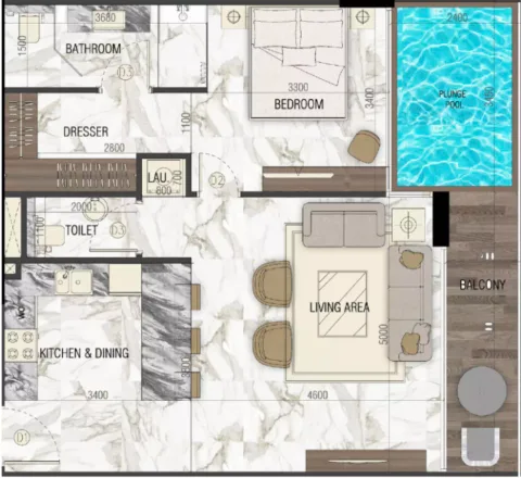 Floor plan, 1 Bed, 807 sq ft