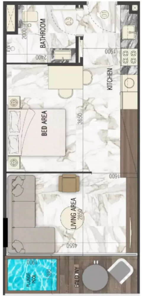 Floor plan, Studio, 441 sq ft