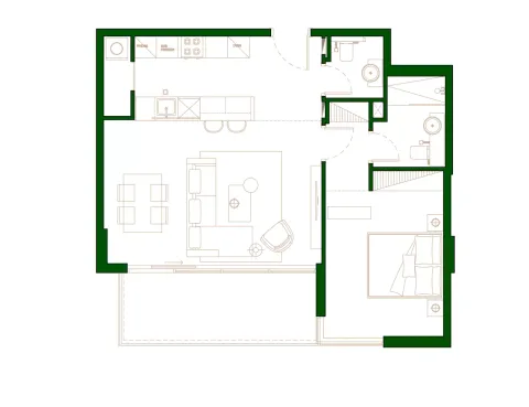Floor plan, 1 Bed, 0 sq ft