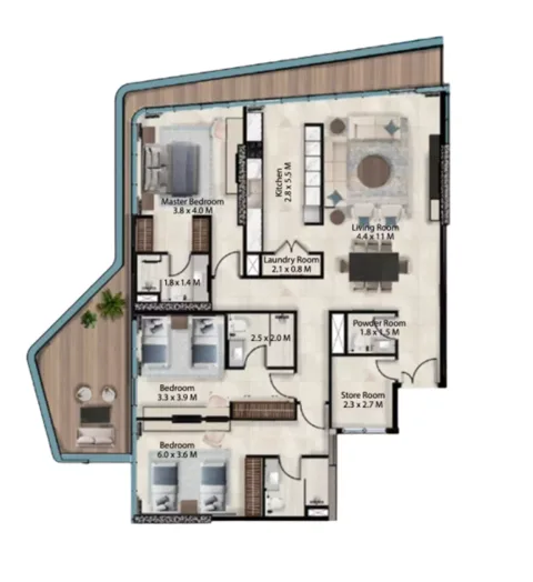 Floor plan, 3 Beds, 2,150 sq ft
