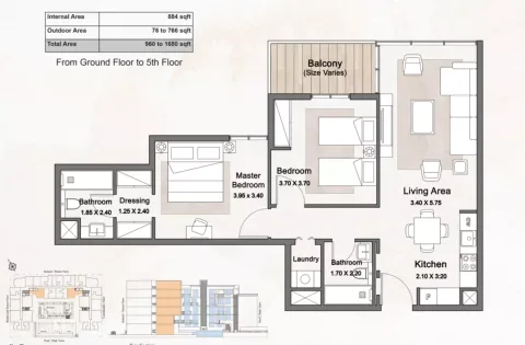 Floor plan, 2 Beds, 1,650 sq ft
