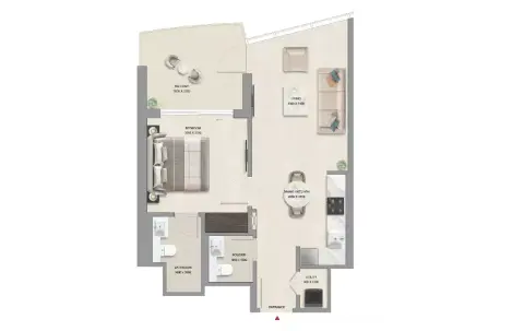Floor plan, 1 Bed, 686 sq ft