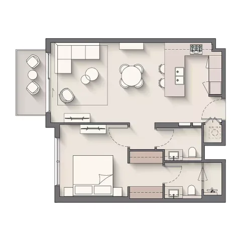 Floor plan, 1 Bed, 779 sq ft