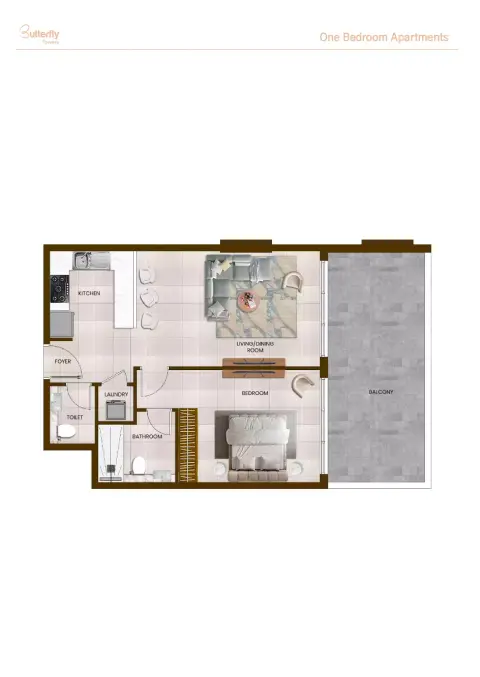 Floor plan, 1 Bed, 857 sq ft