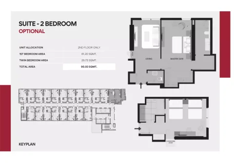 Floor plan, 2 Beds, 968 sq ft