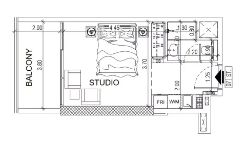 Floor plan, Studio, 369 sq ft