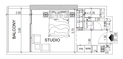 Floor plan, Studio, 0 sq ft