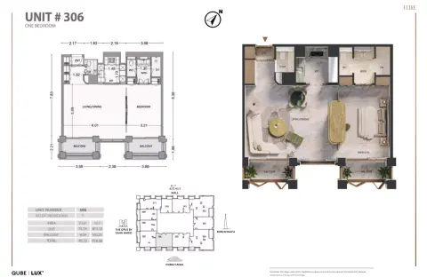 Floor plan, 1 Bed, 918 sq ft