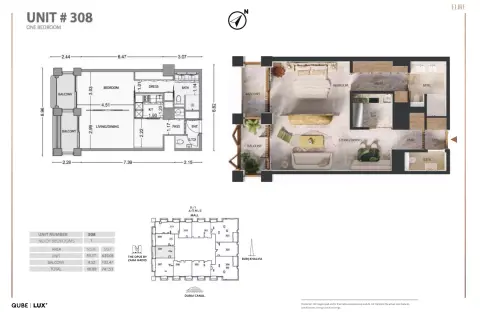 Floor plan, 1 Bed, 741 sq ft