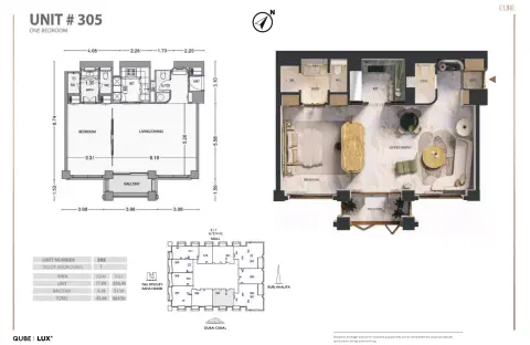 Floor plan, 1 Bed, 889 sq ft