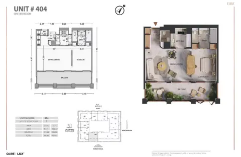 Floor plan, 1 Bed, 957 sq ft