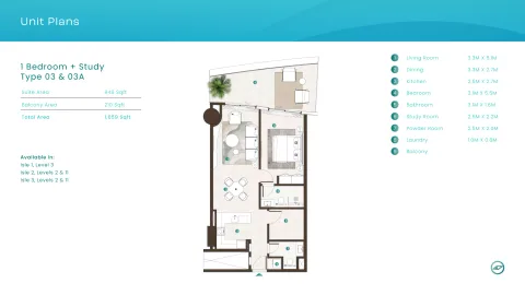 Floor plan, 1 Bed, 1,059 sq ft
