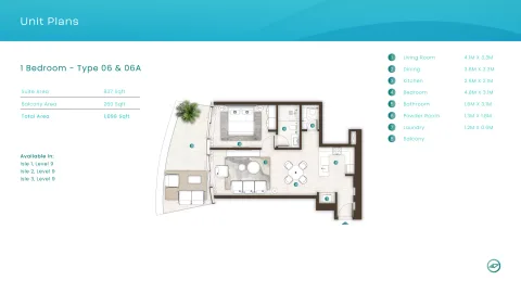 Floor plan, 1 Bed, 1,098 sq ft