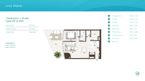 Floor plan, 1 Bed, 1,334 sq ft