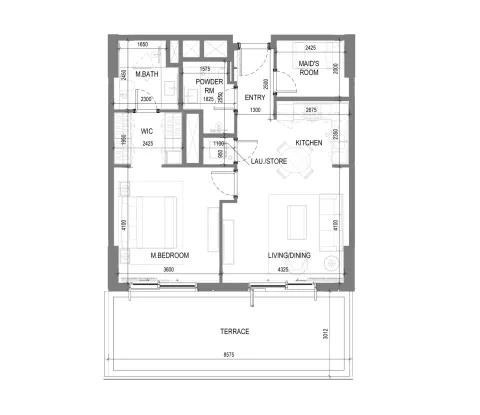 Floor plan, 1 Bed, 1,055 sq ft