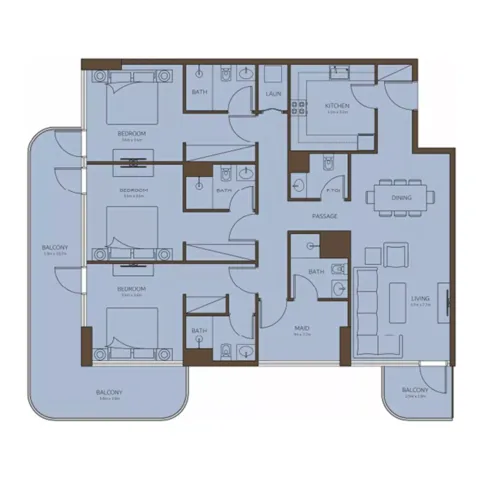 Floor plan, 3 Beds, 1,829 sq ft