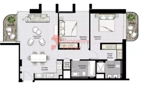 Floor plan, 2 Beds, 1,106 sq ft