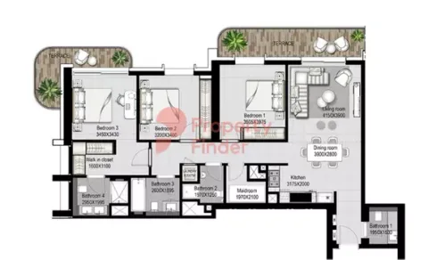 Floor plan, 3 Beds, 1,621 sq ft