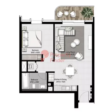 Floor plan, 1 Bed, 747 sq ft