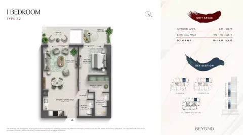 Floor plan, 1 Bed, 791 sq ft