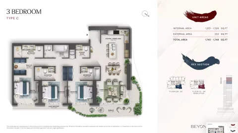Floor plan, 3 Beds, 1,743 sq ft