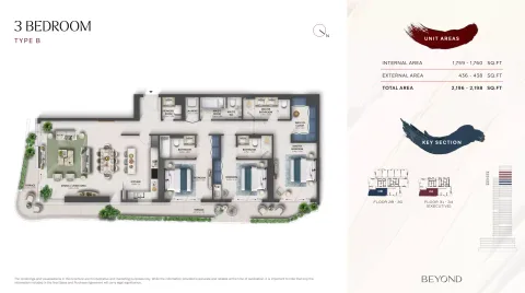 Floor plan, 3 Beds, 2,196 sq ft