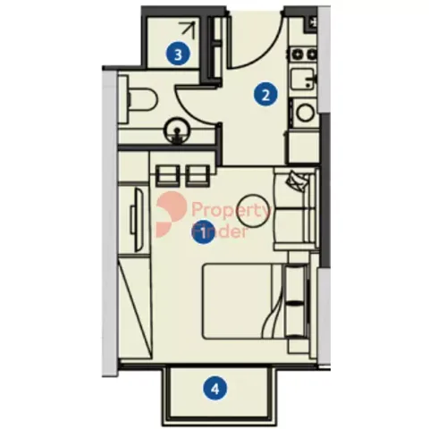 Floor plan, Studio, 300 sq ft