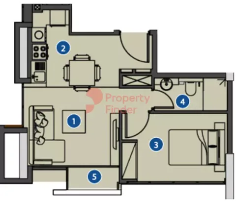 Floor plan, 1 Bed, 483 sq ft