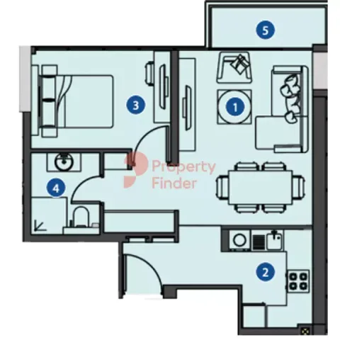 Floor plan, 1 Bed, 585 sq ft