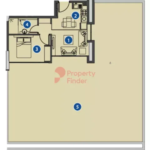 Floor plan, 1 Bed, 418 sq ft