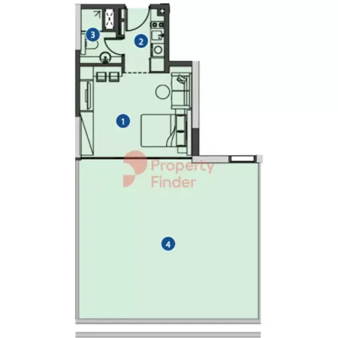 Floor plan, Studio, 933 sq ft