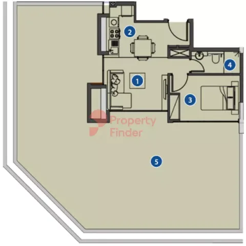 Floor plan, 1 Bed, 1,697 sq ft