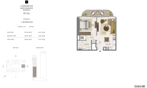 Floor plan, 1 Bed, 780 sq ft