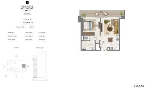 Floor plan, 1 Bed, 846 sq ft