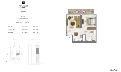Floor plan, 1 Bed, 763 sq ft