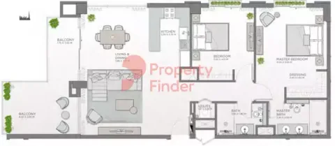 Floor plan, 2 Beds, 1,312 sq ft
