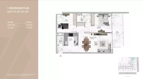 Floor plan, 1 Bed, 921 sq ft