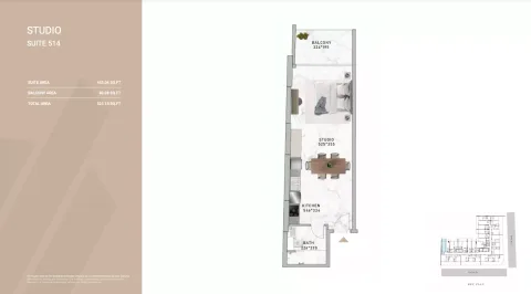 Floor plan, Studio, 523 sq ft