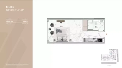 Floor plan, Studio, 355 sq ft
