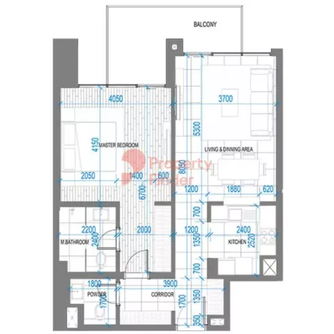 Floor plan, 1 Bed, 875 sq ft