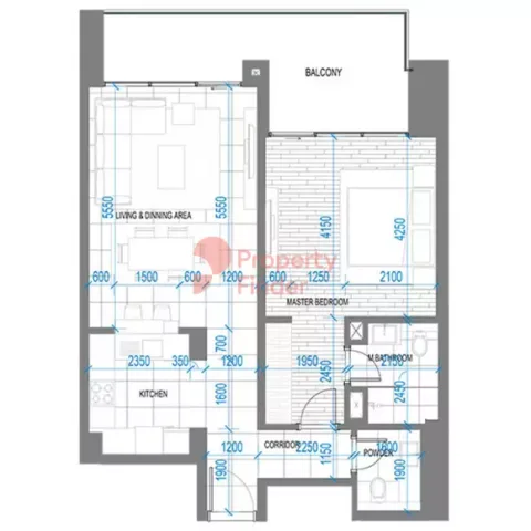 Floor plan, 1 Bed, 945 sq ft