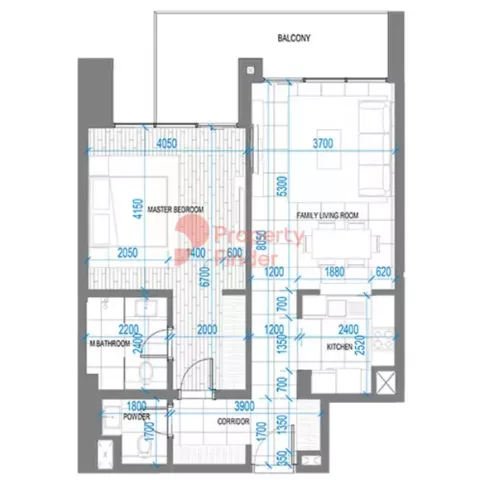 Floor plan, 1 Bed, 896 sq ft