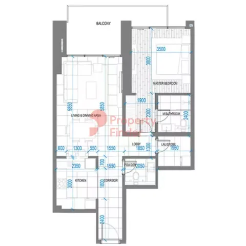 Floor plan, 1 Bed, 976 sq ft