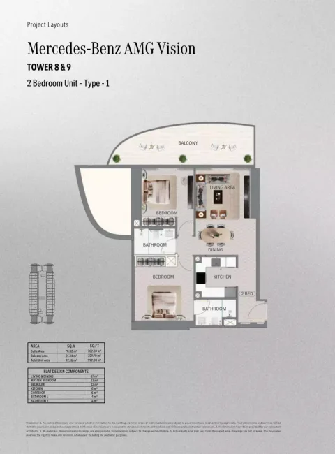 Floor plan, 2 Beds, 992 sq ft