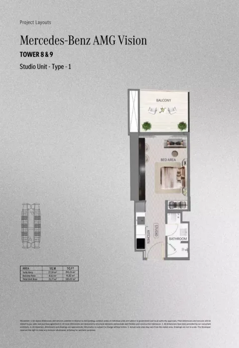 Floor plan, Studio, 385 sq ft