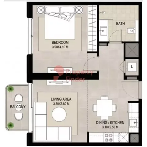 Floor plan, 1 Bed, 648 sq ft