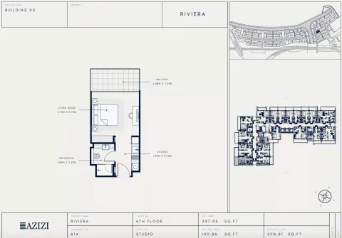 Floor plan, Studio, 398 sq ft