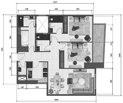 Floor plan, 2 Beds, 1,180 sq ft